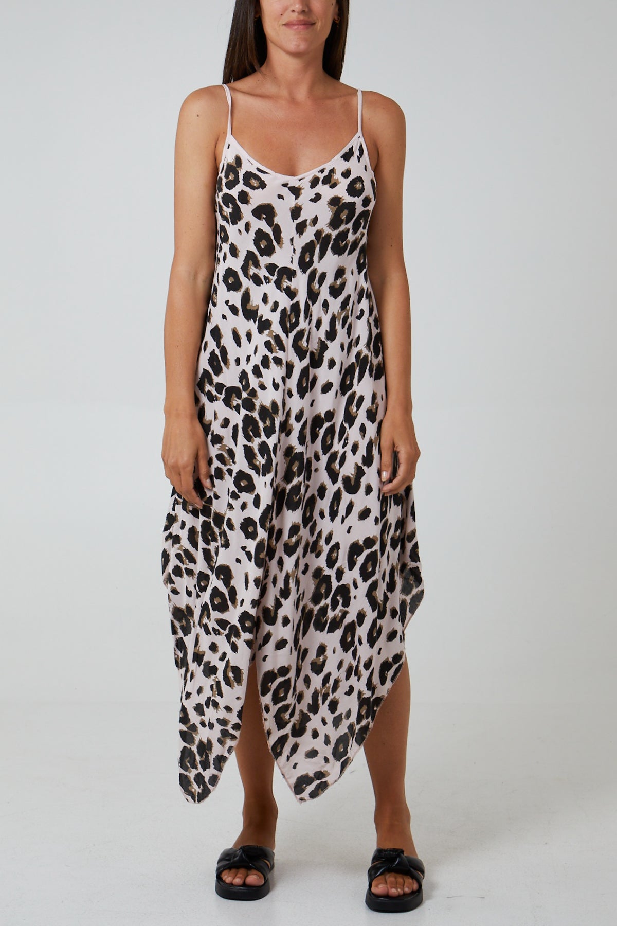 Hanky Hem Leopard Print Dress DMF2 WearAll Nude One Size