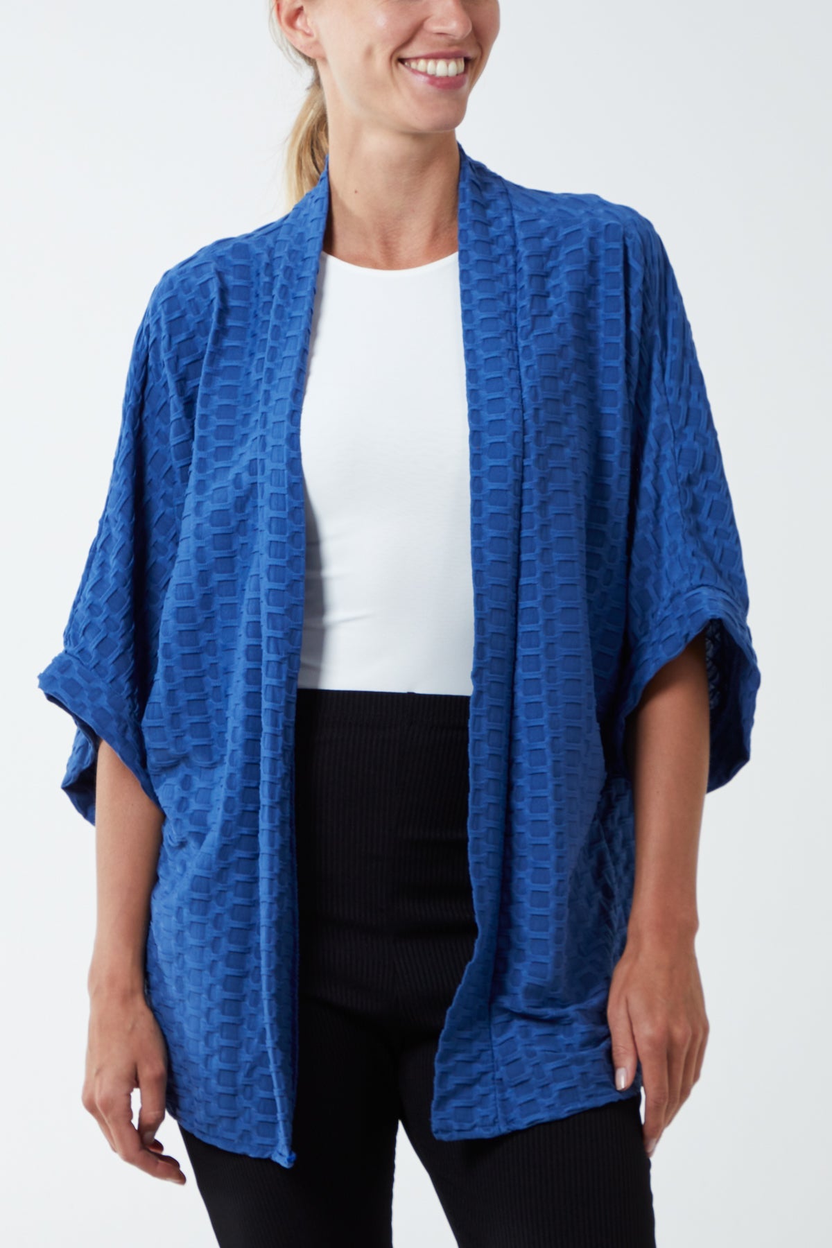 Waffle Texture Jersey Kimono Jacket JK1 WearAll Blue One Size