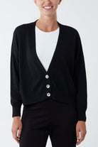 Three Button Cropped Ribbed Cuff Hem Cardigan CMF1 WearAll