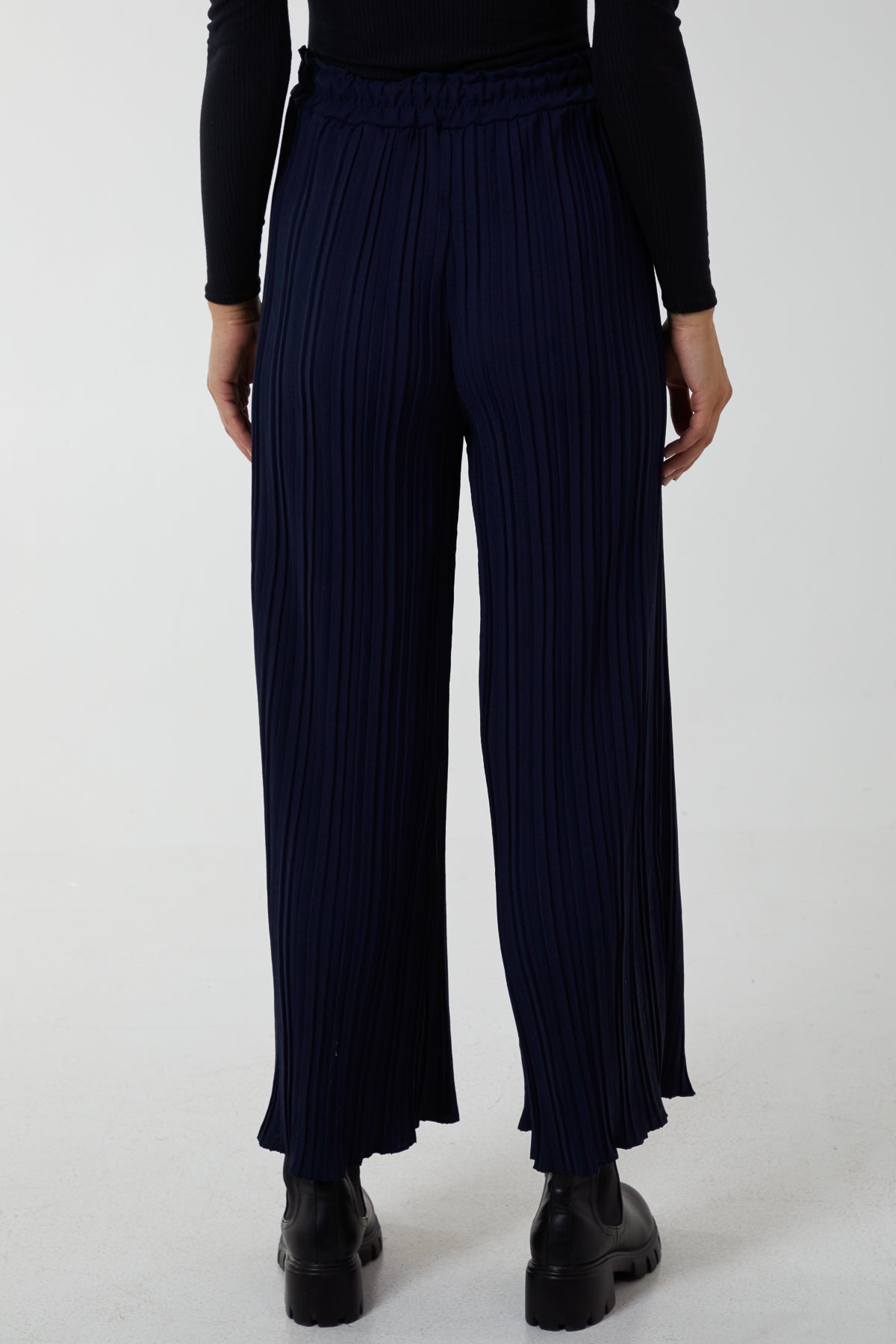 Wide Leg Plisse Drawstring Trousers TRS1 WearAll