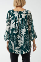 Floral Bardot Long Sleeve Blouse TOPMF2 WearAll