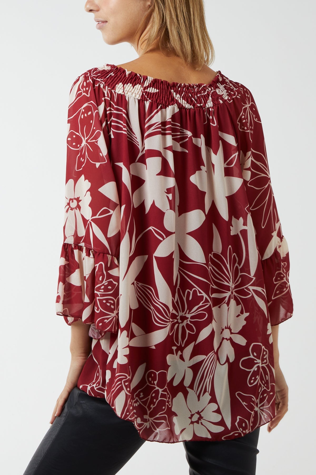 Floral Bardot Long Sleeve Blouse TOPMF2 WearAll