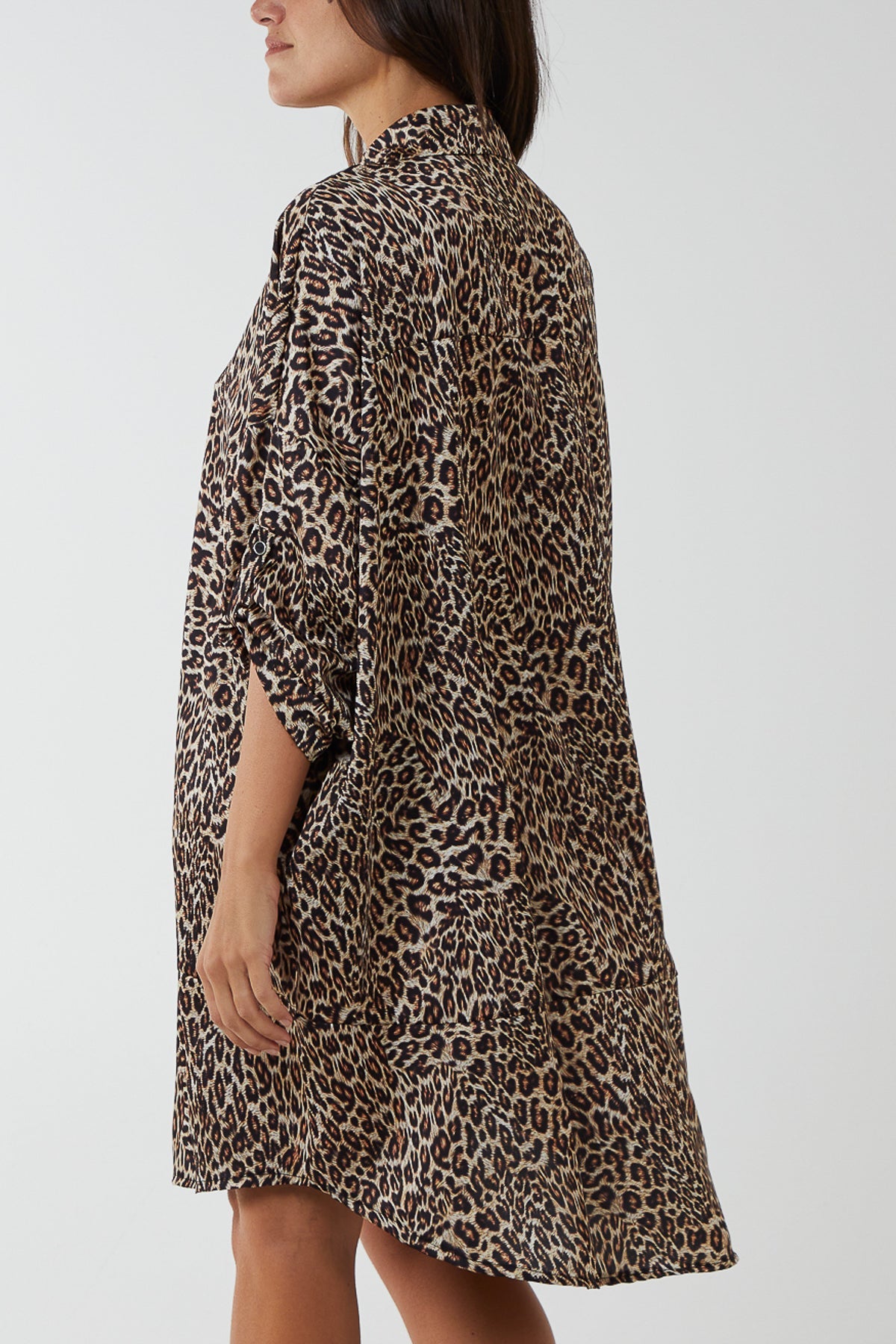 Satin Leopard Print Shirt Dress DMF2 WearAll