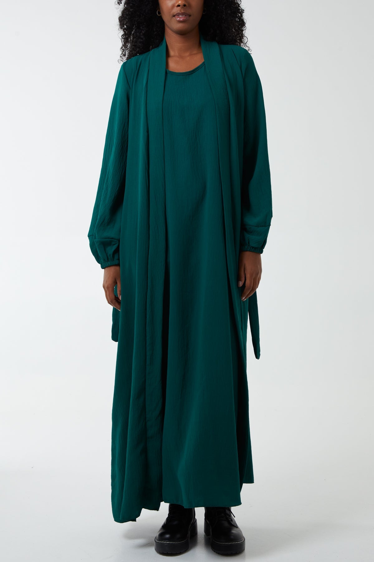 Maxi Kimono & Dress Co-Ord DMF2 WearAll Bottle Green One Size