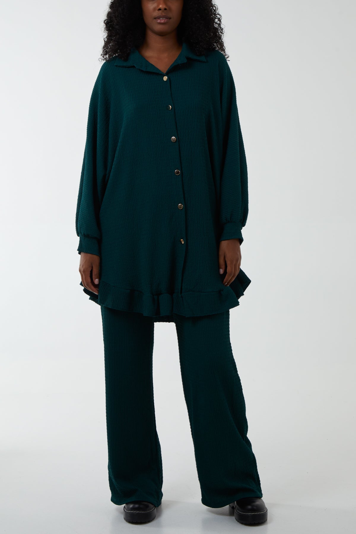Button Through Shirt & Trousers Co-Ord TW1 WearAll Bottle Green One Size