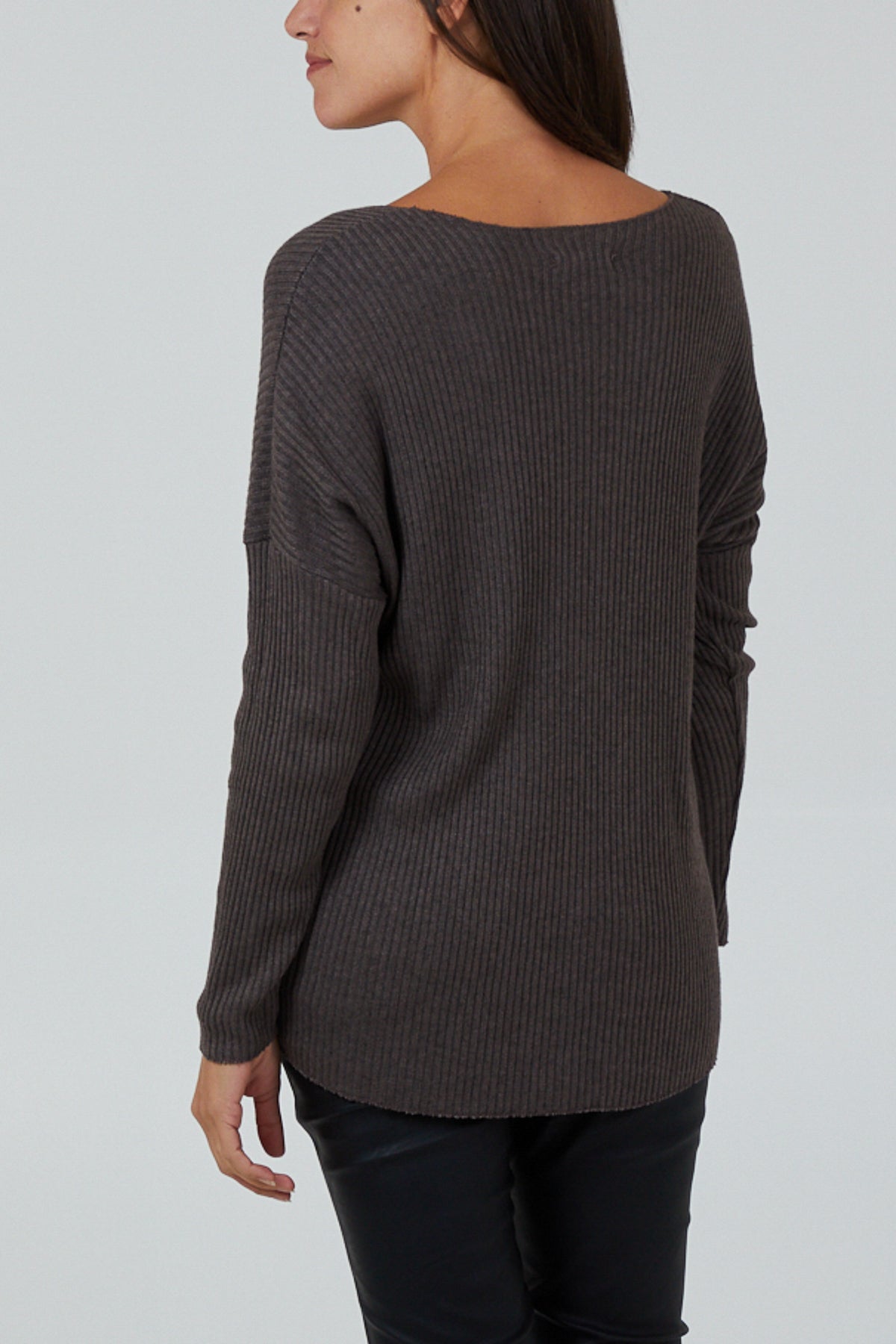 Wool Blend V-Neck Ribbed Fitted Jumper JMF1 WearAll