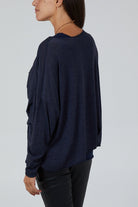 Twist Front 2 in 1 Necklace Long Sleeve Top TOPMF2 WearAll