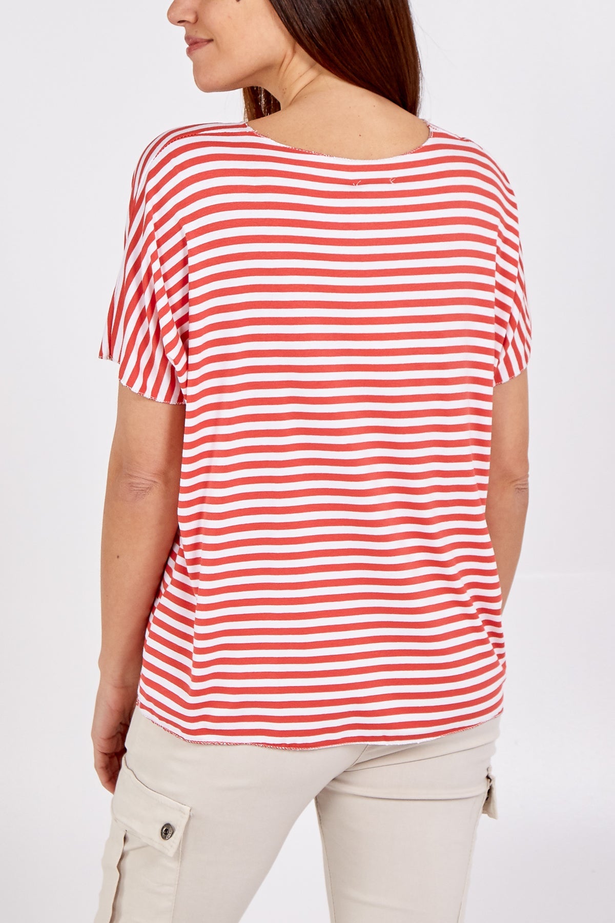 V-Neck Stripe T-Shirt TOPMF2 WearAll