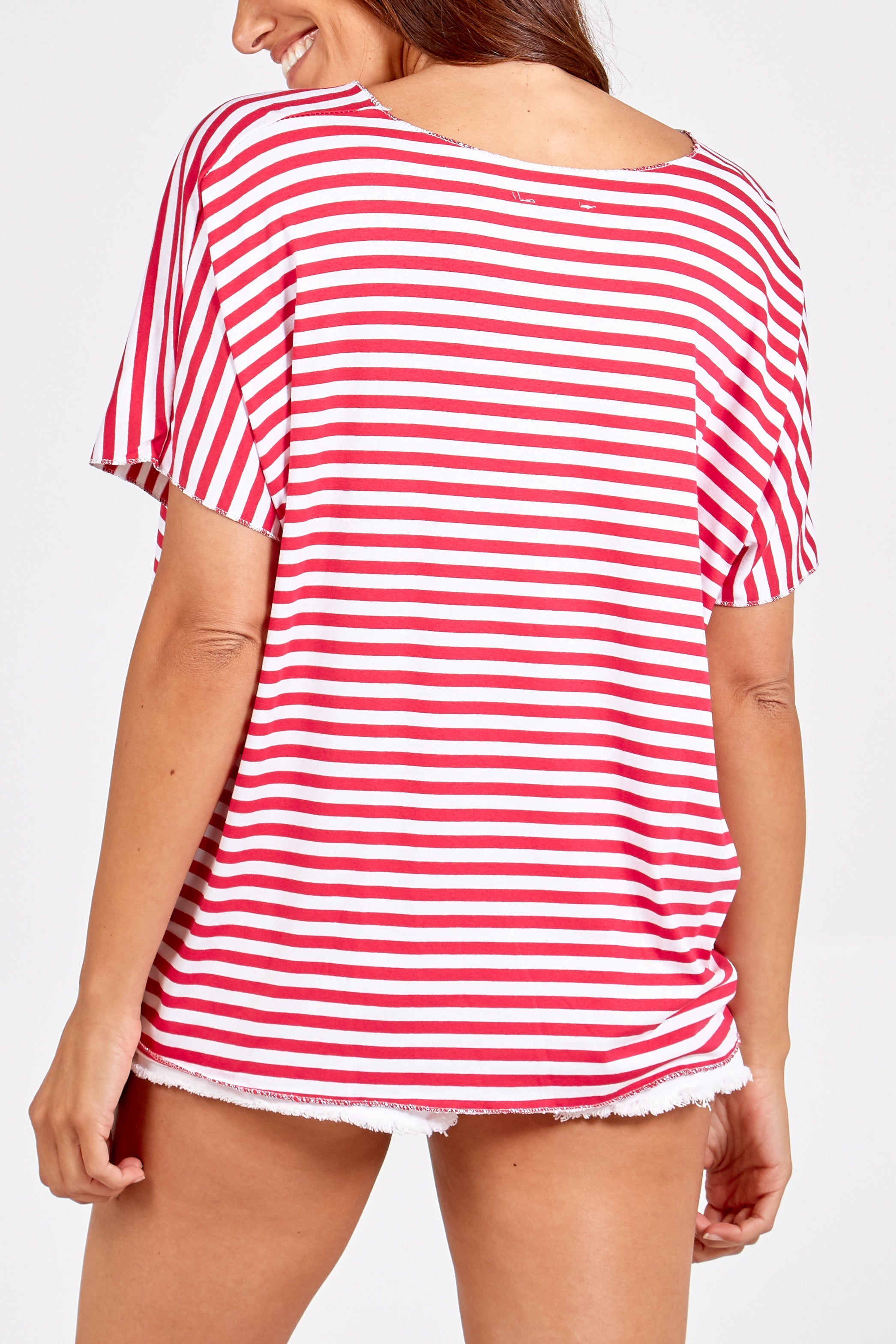 V-Neck Stripe T-Shirt TOPMF2 WearAll