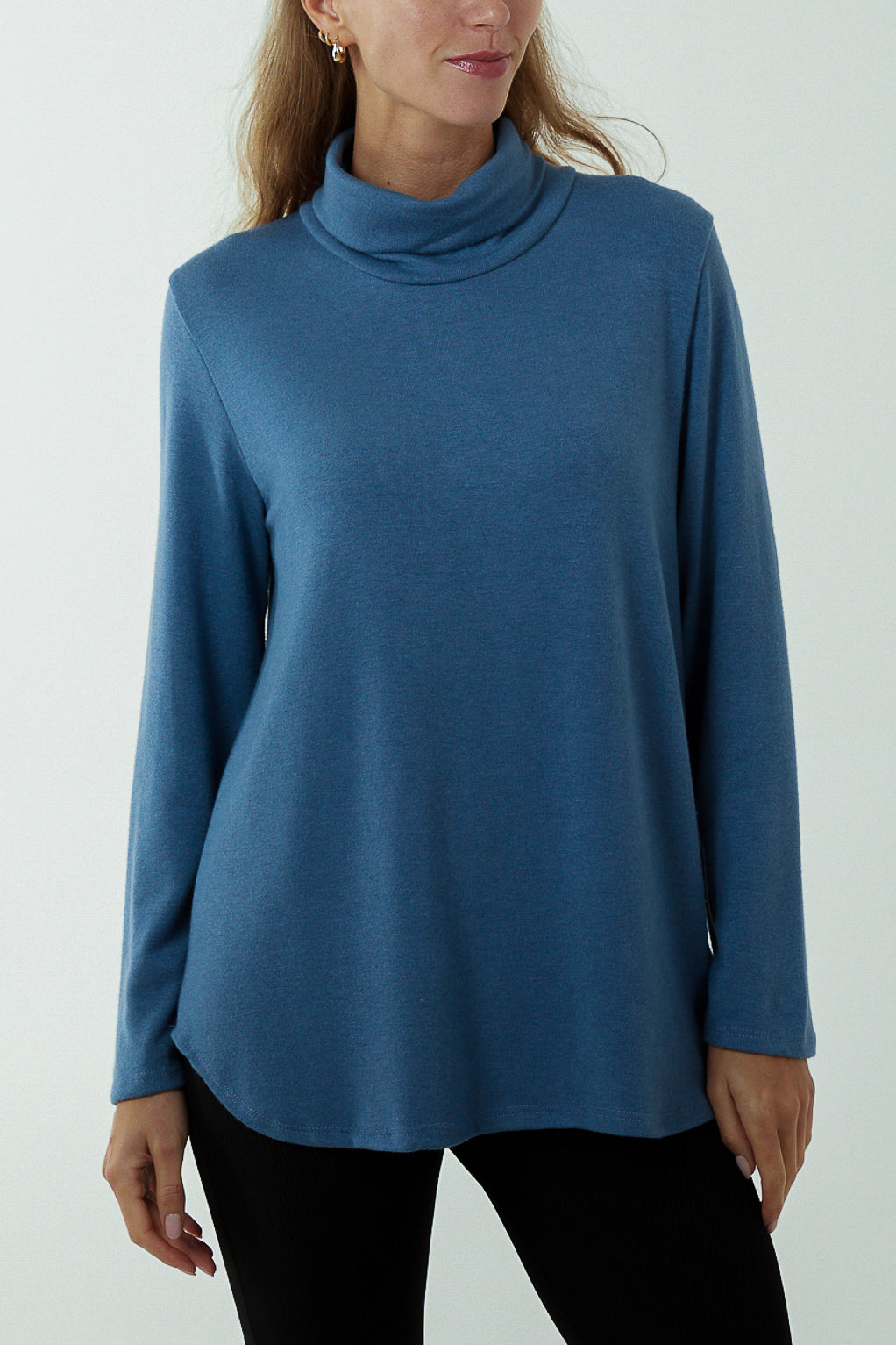 Roll Neck Fine Knit Jumper JMF1 WearAll Denim One Size
