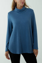 Roll Neck Fine Knit Jumper JMF1 WearAll Denim One Size