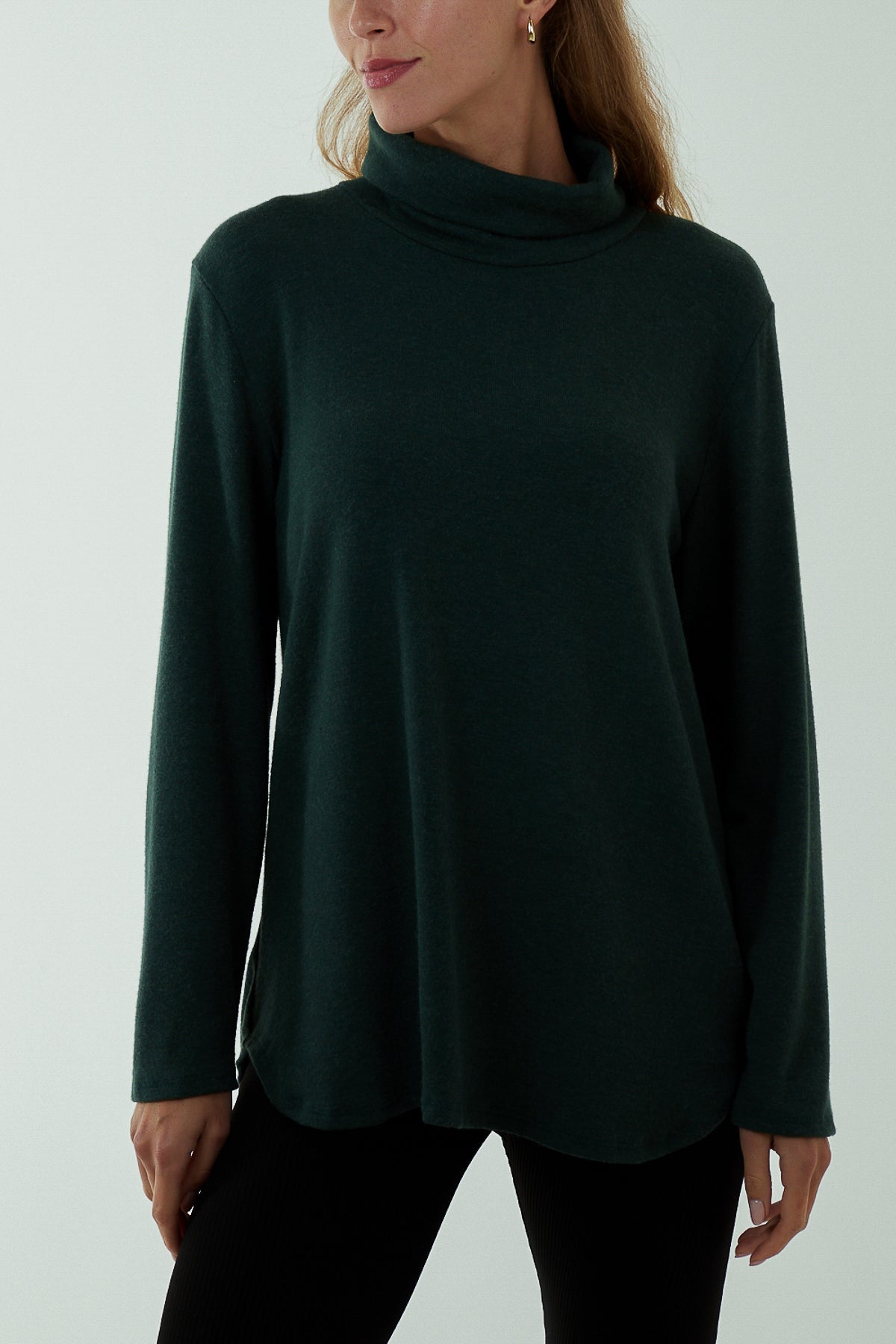 Roll Neck Fine Knit Jumper JMF1 WearAll Petrol One Size