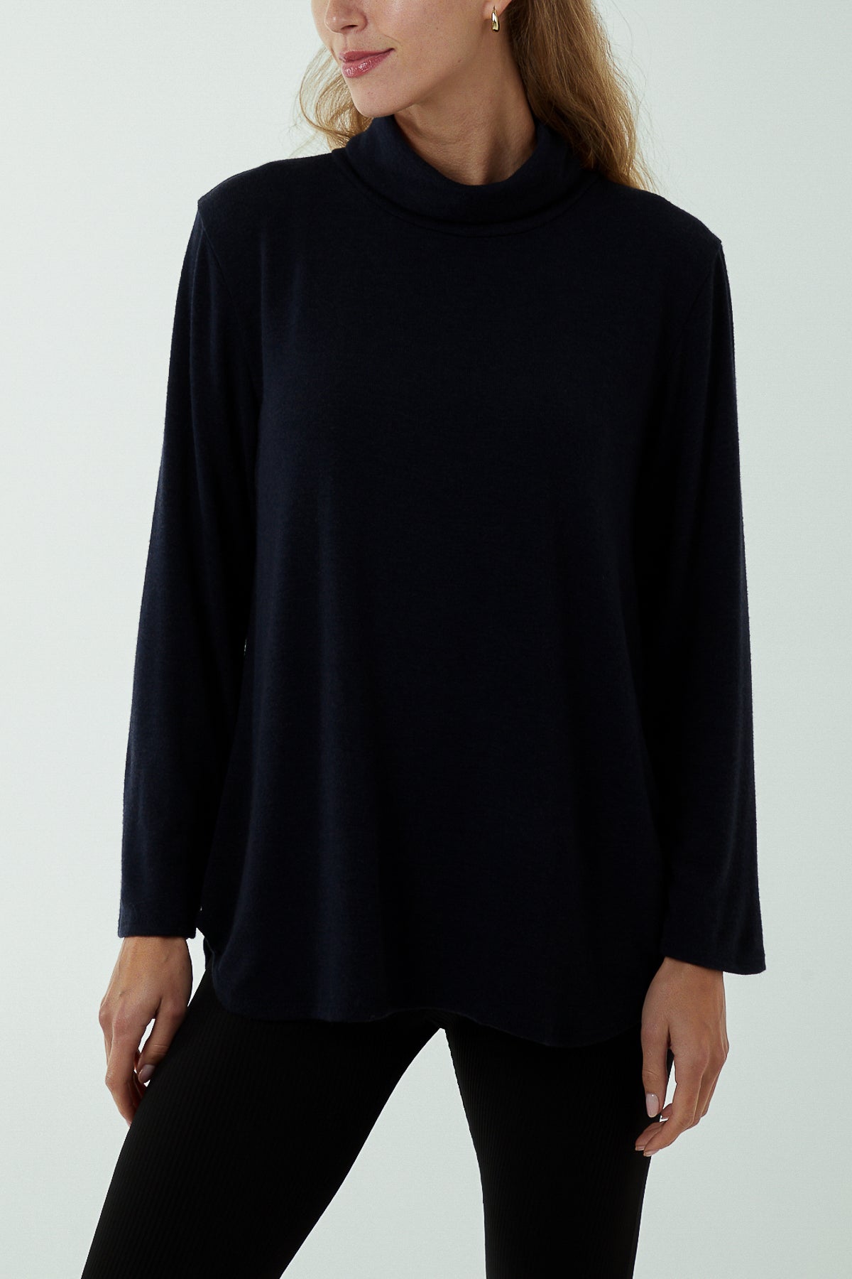 Roll Neck Fine Knit Jumper JMF1 WearAll Black One Size