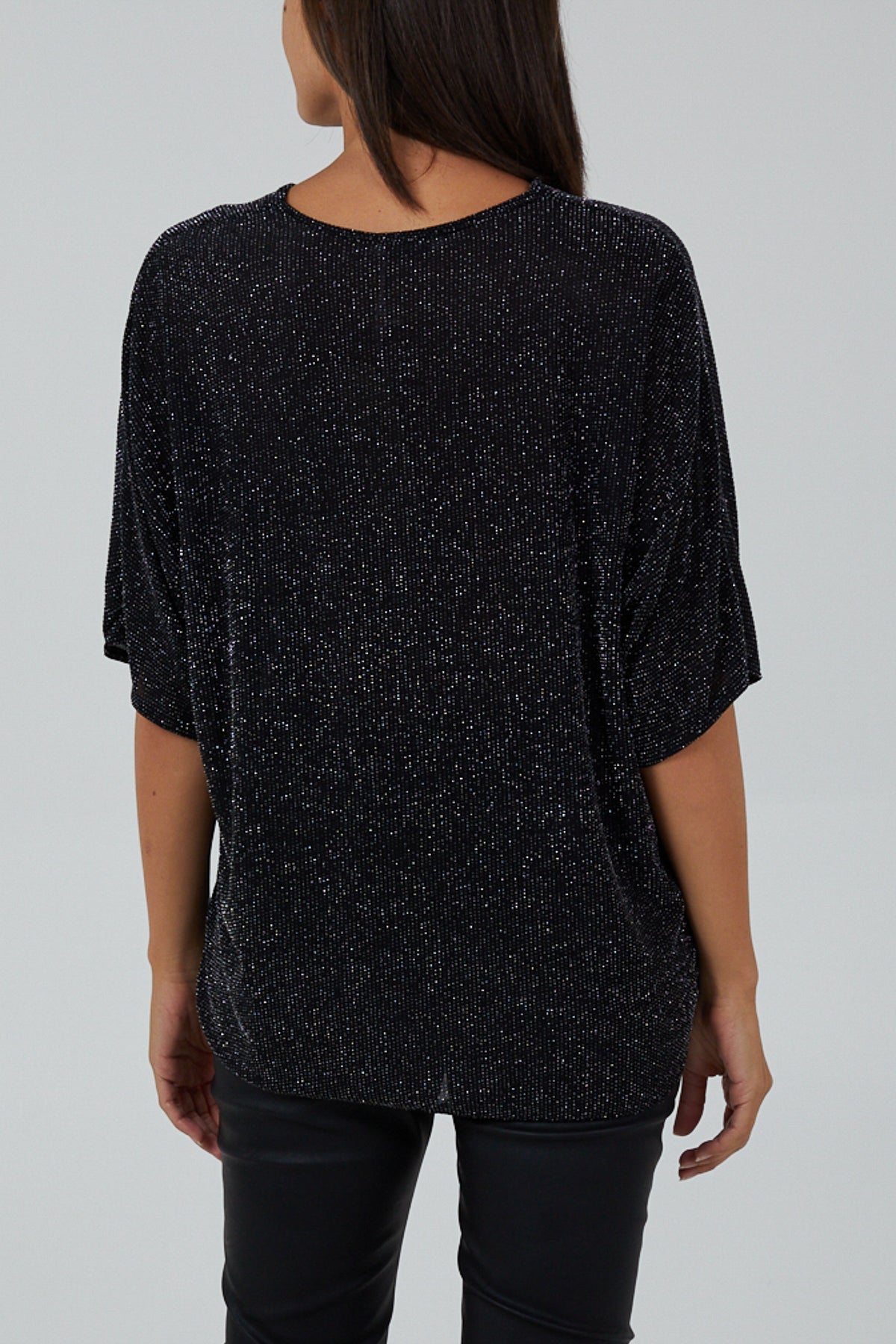 Glitter Lurex Tie Front Hem Blouse TOPMF2 WearAll