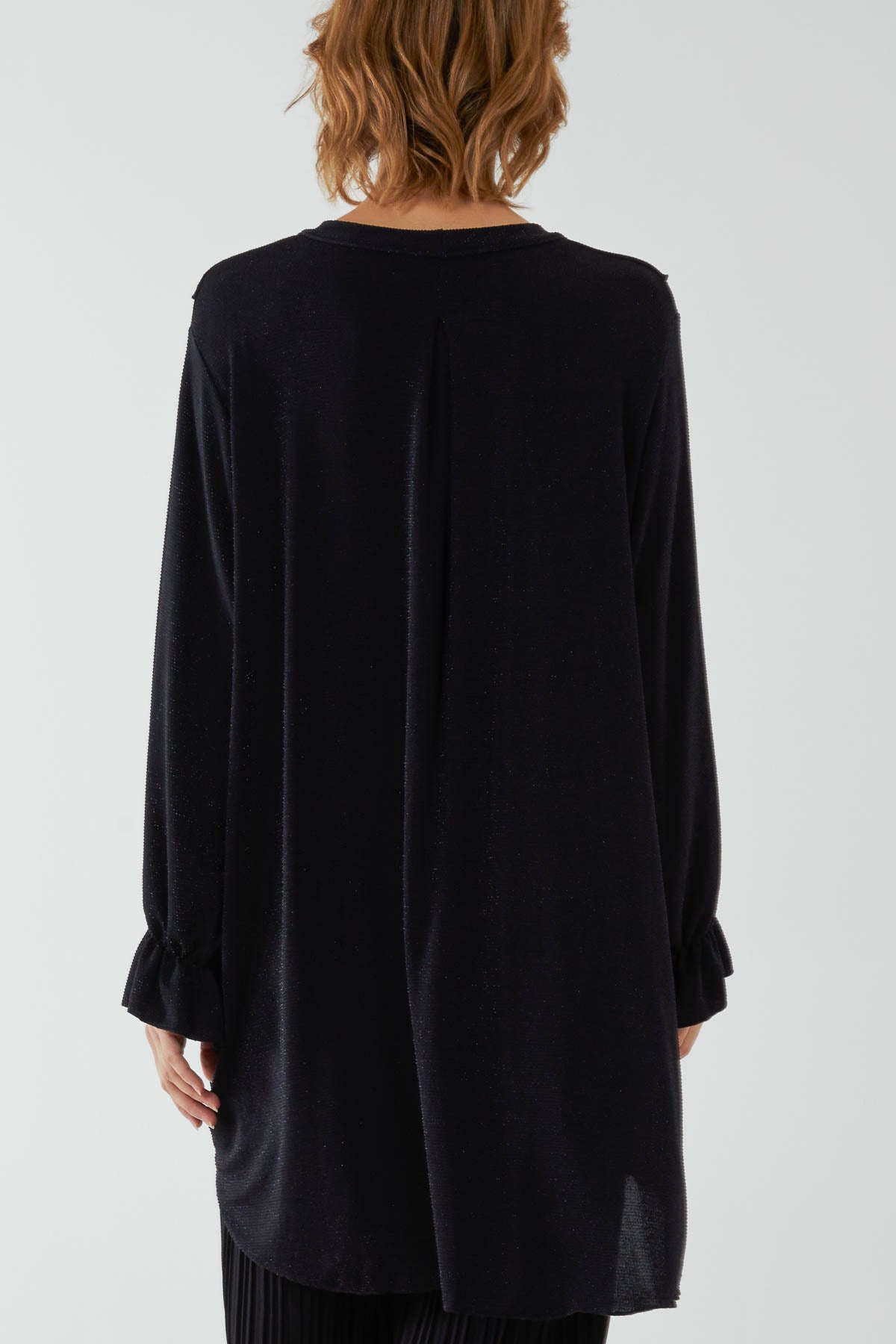 Glitter Lurex Ruffle Flounce Button Blouse TOPMF2 WearAll