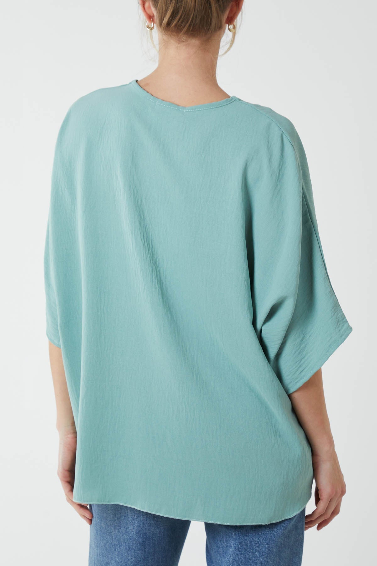 V-Neck Centre Front Tie Hem Blouse TOPMF2 WearAll