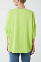 V-Neck Centre Front Tie Hem Blouse TOPMF2 WearAll