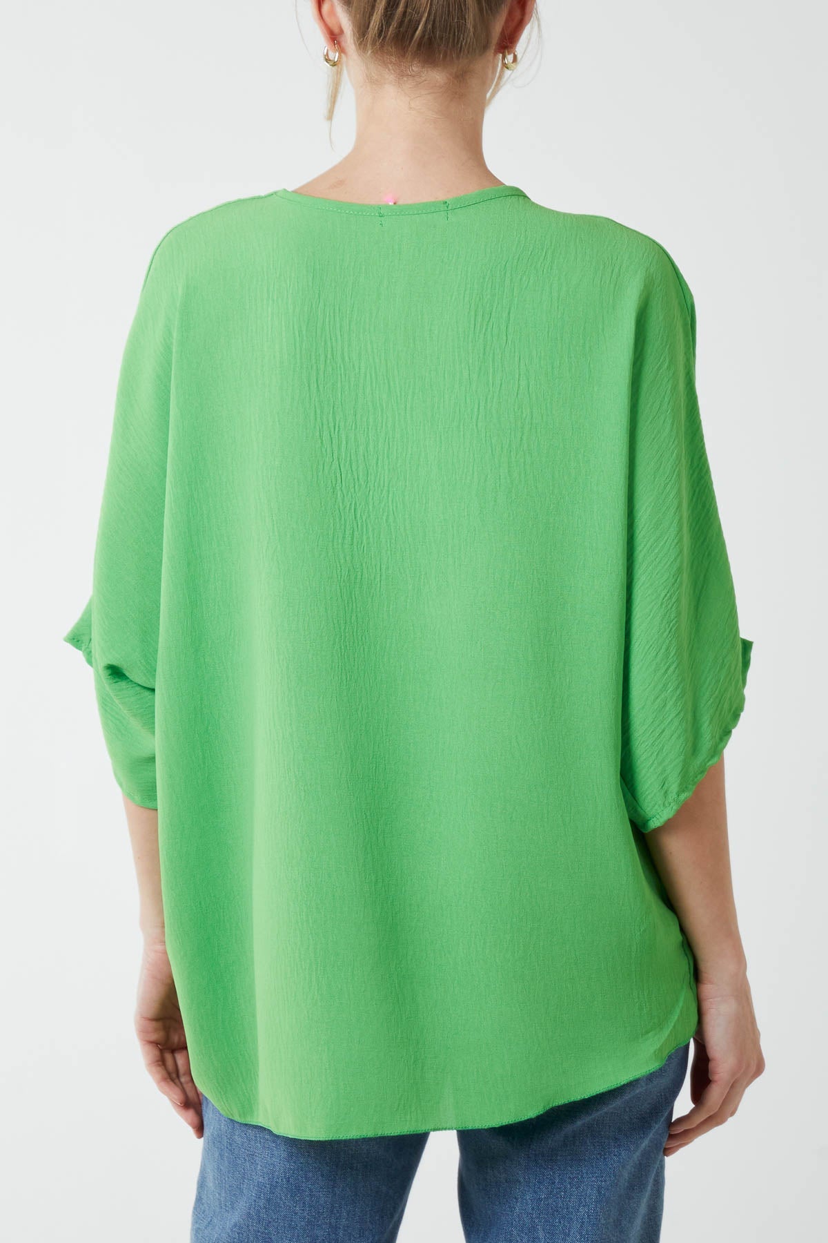 V-Neck Centre Front Tie Hem Blouse TOPMF2 WearAll