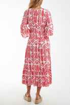 Baroque Floral Shirred Midi Dress DMF2 WearAll