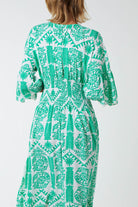 Baroque Floral Shirred Midi Dress DMF2 WearAll