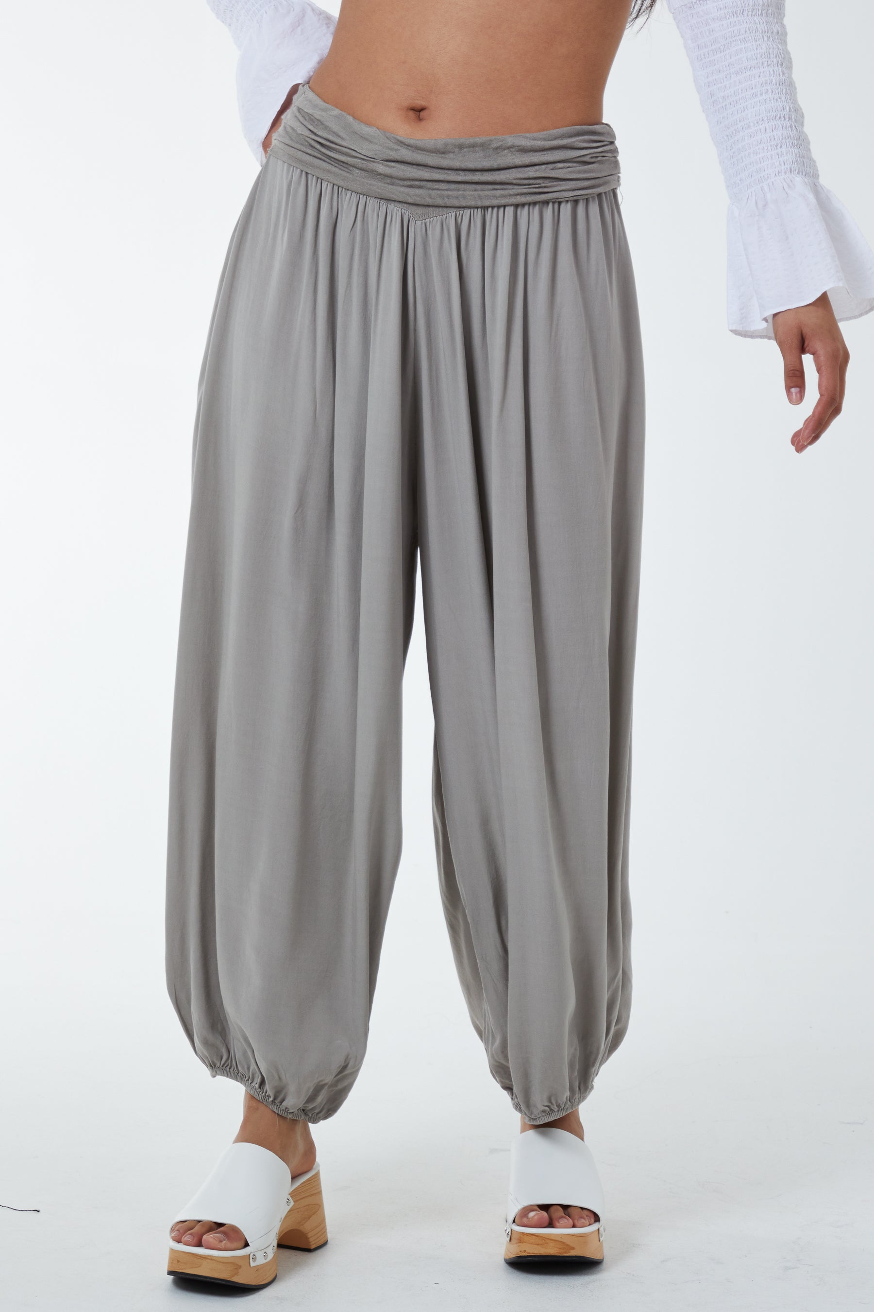 Harem Jersey Waistband Trousers TRS1 WearAll Mocha One Size