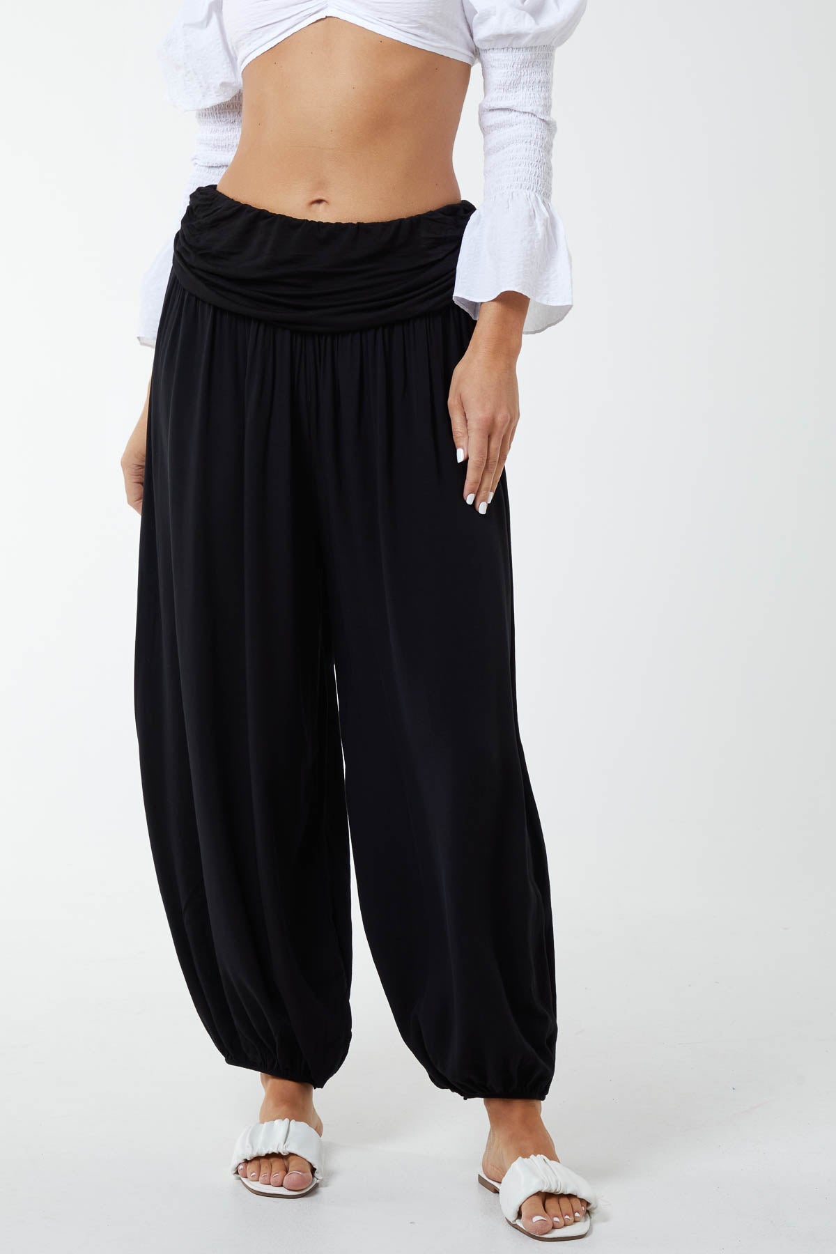 Harem Jersey Waistband Trousers TRS1 WearAll Black One Size