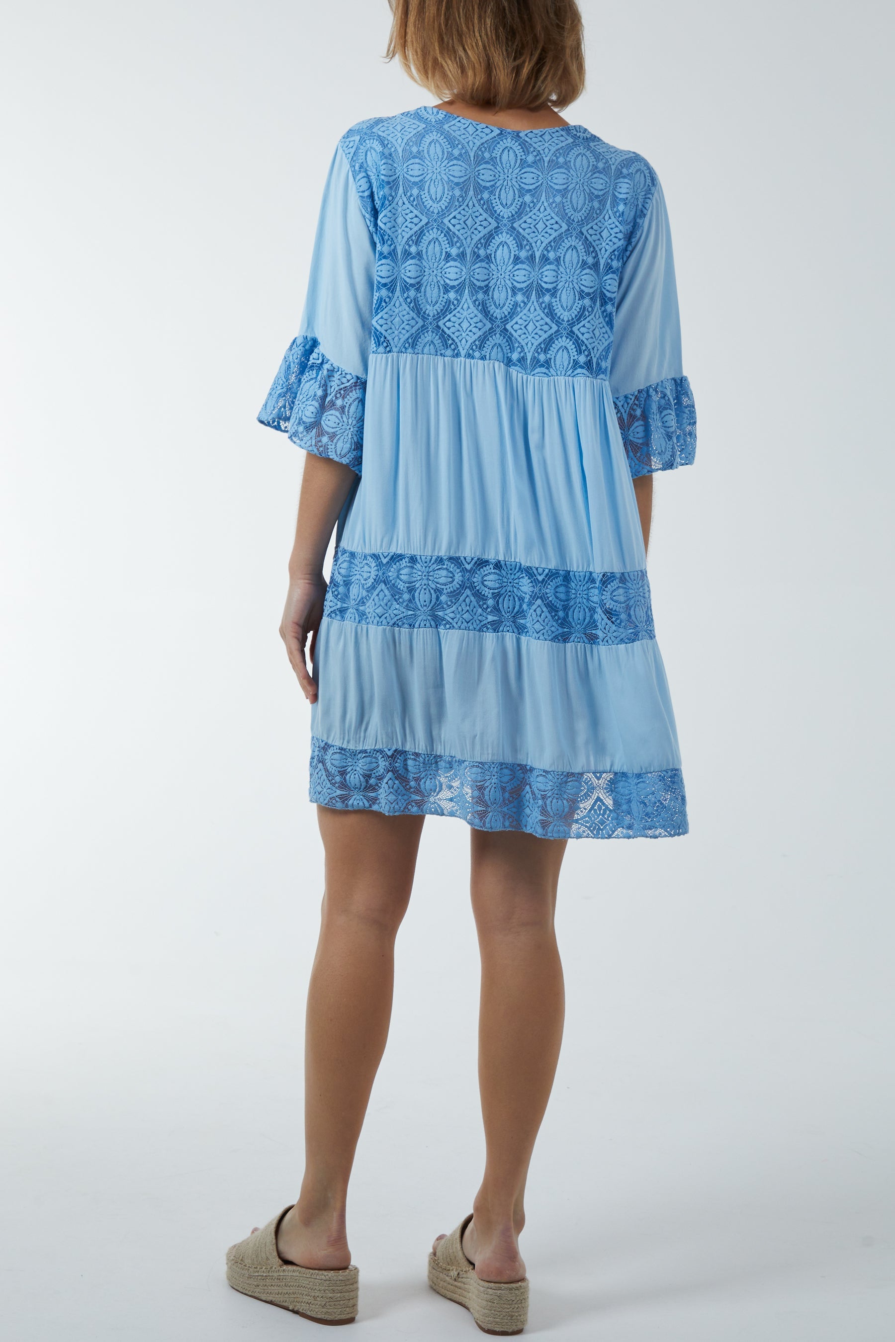 Lace Tiered Smock Dress Dresses WearAll