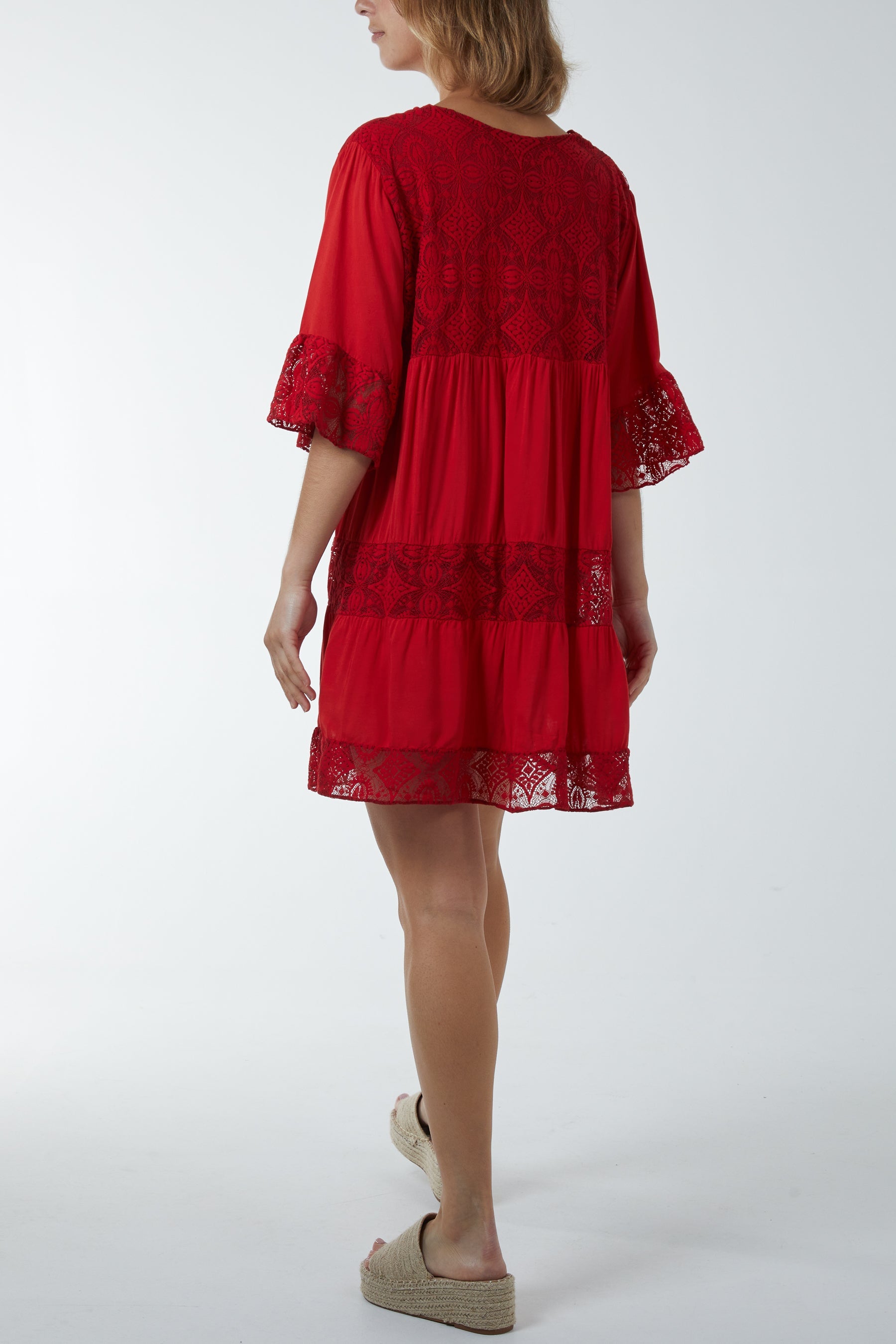 Lace Tiered Smock Dress Dresses WearAll