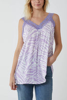 Zebra Lace Cami Vest Vests WearAll Lilac One Size