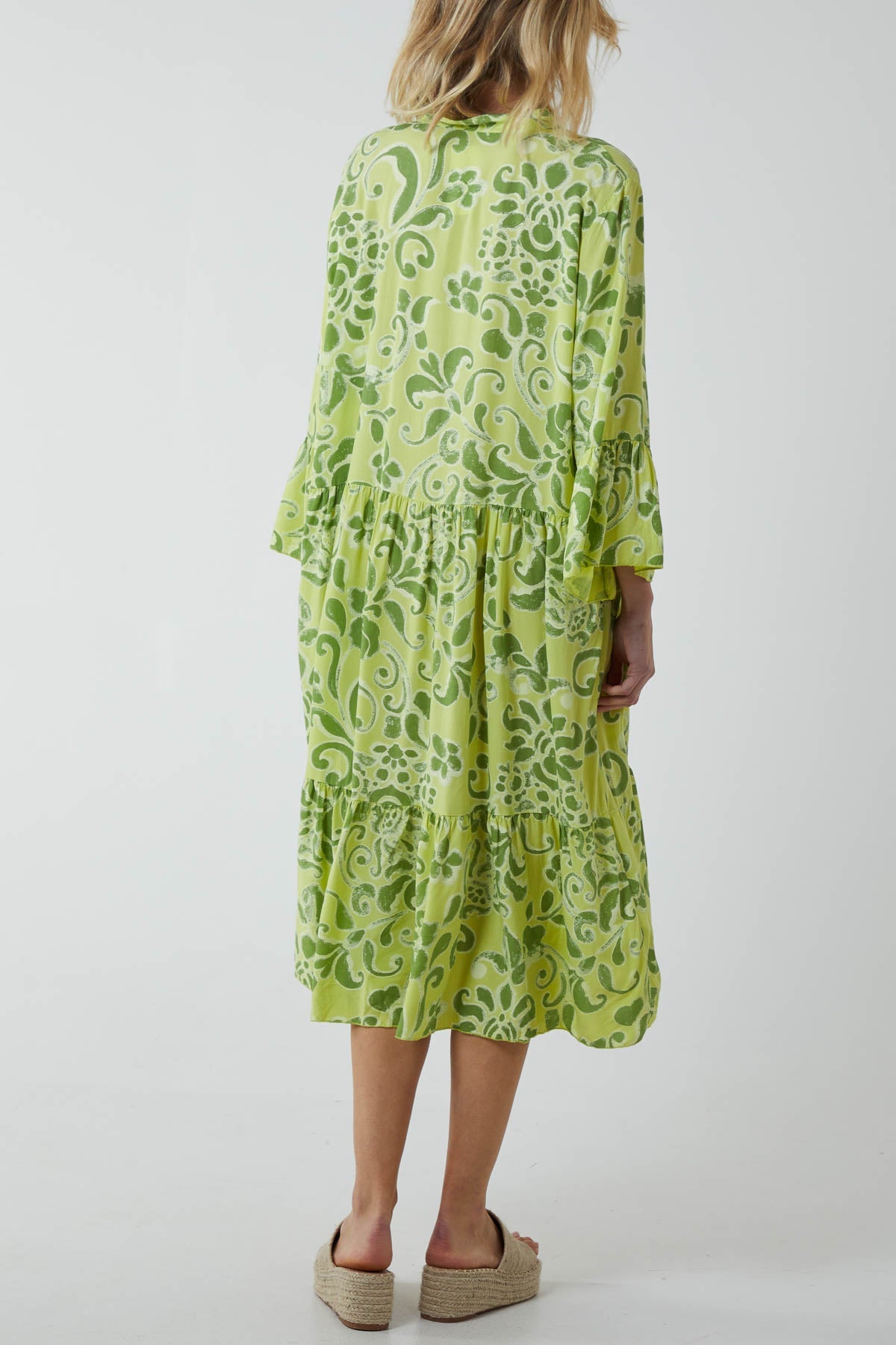 Damask Tiered Smock Midi Dress Dresses WearAll