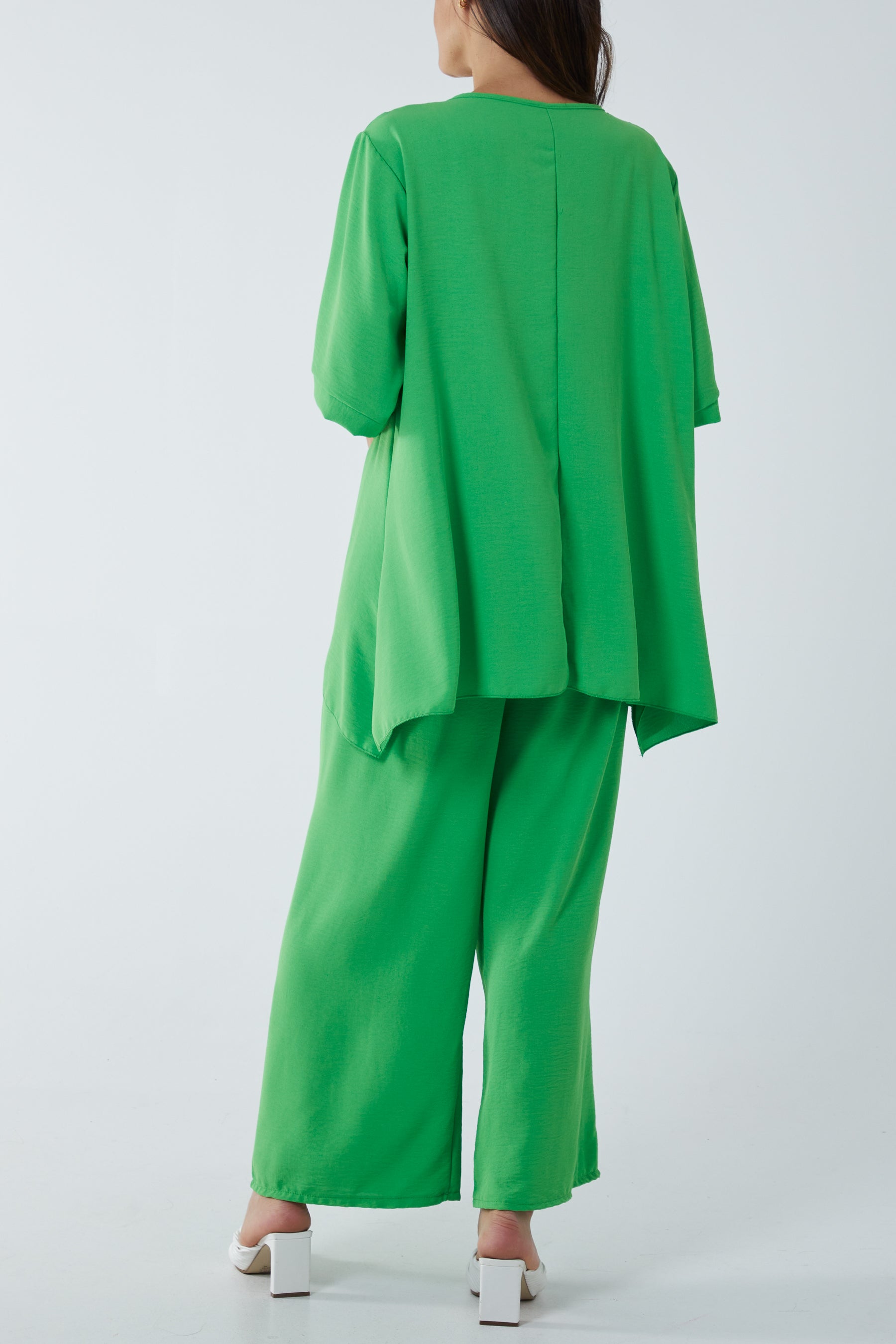 Draped Neck Drawstring Waist Trouser Set Co-Ords WearAll