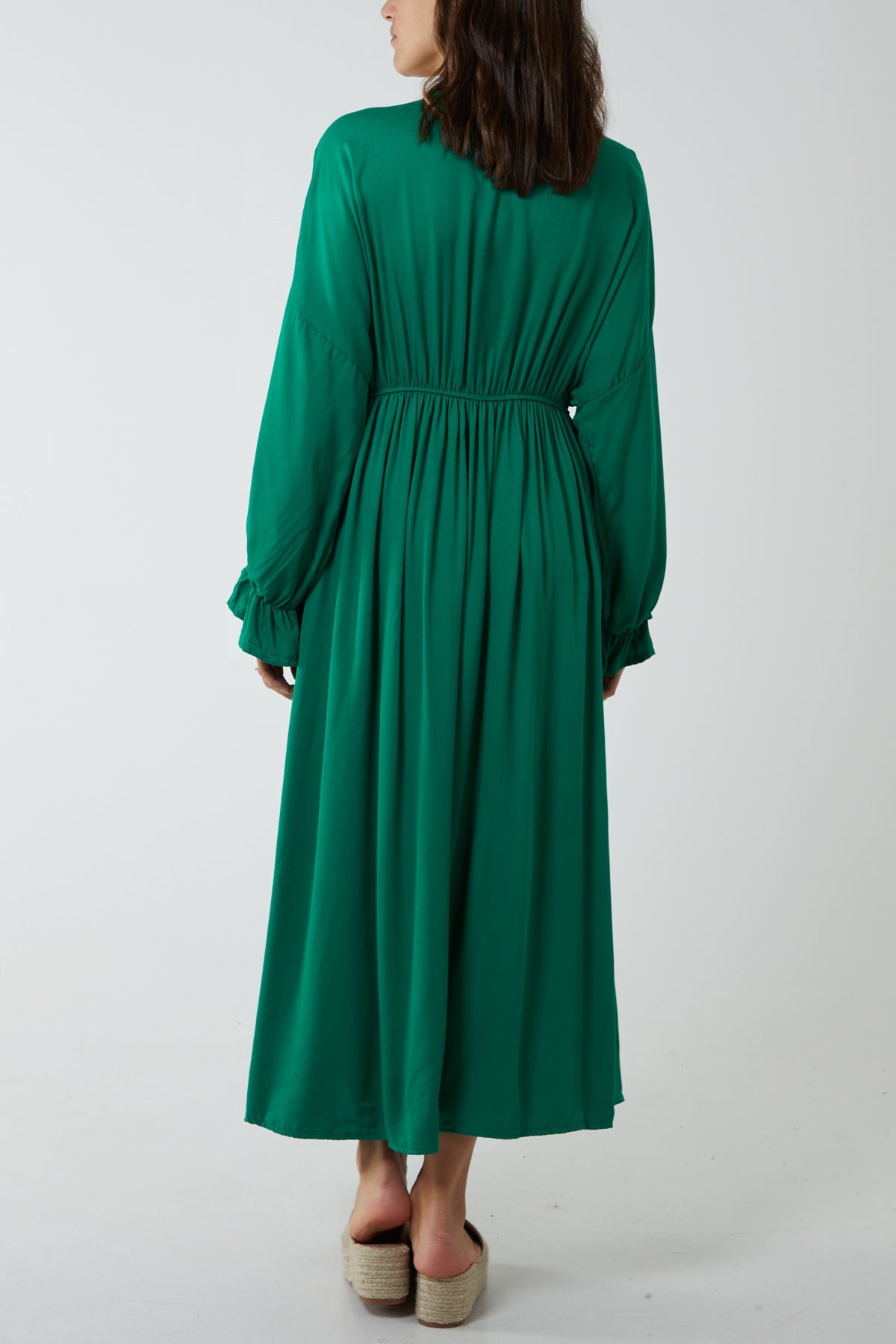 V-Neck Elasticated Waist Maxi Dress DMF2 WearAll