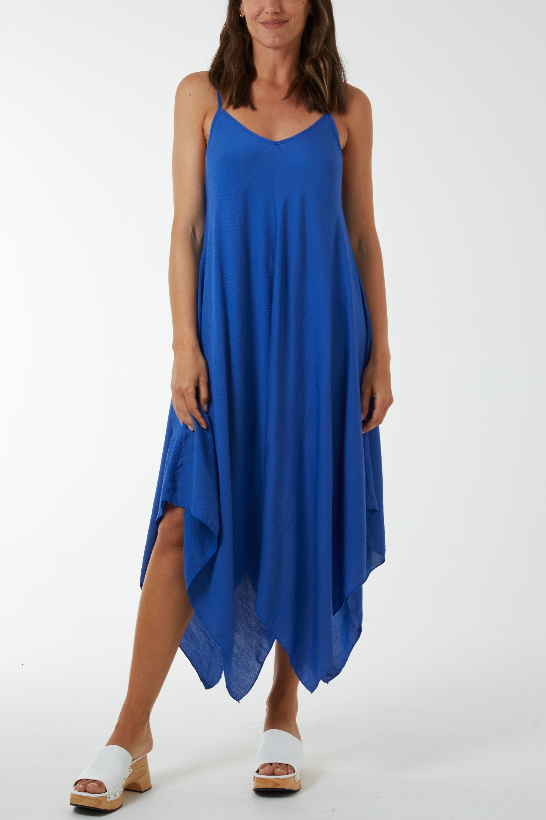 Hanky Hem Cami Dress Dresses WearAll Royal Blue One Size