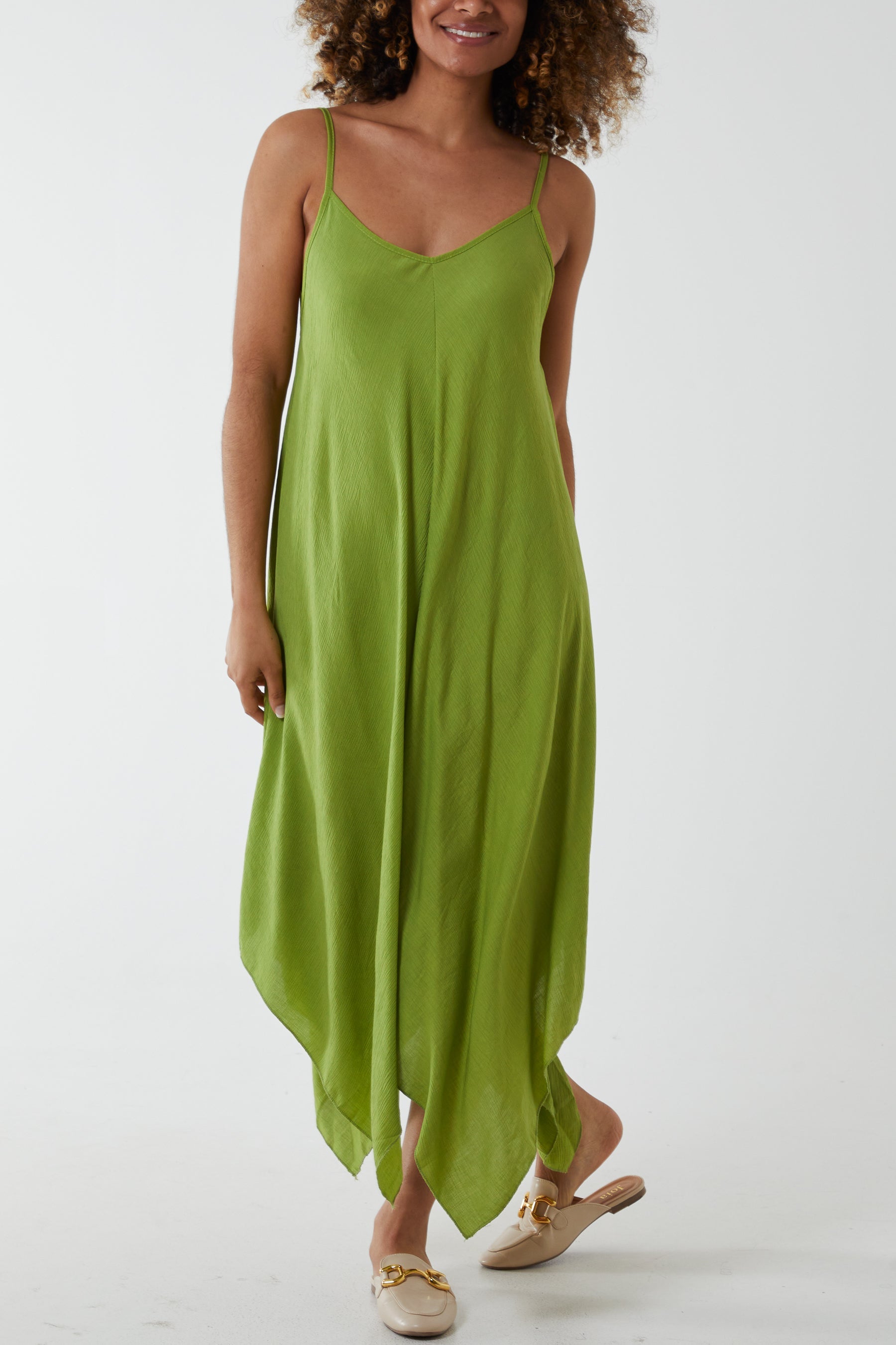 Hanky Hem Cami Dress Dresses WearAll Green One Size