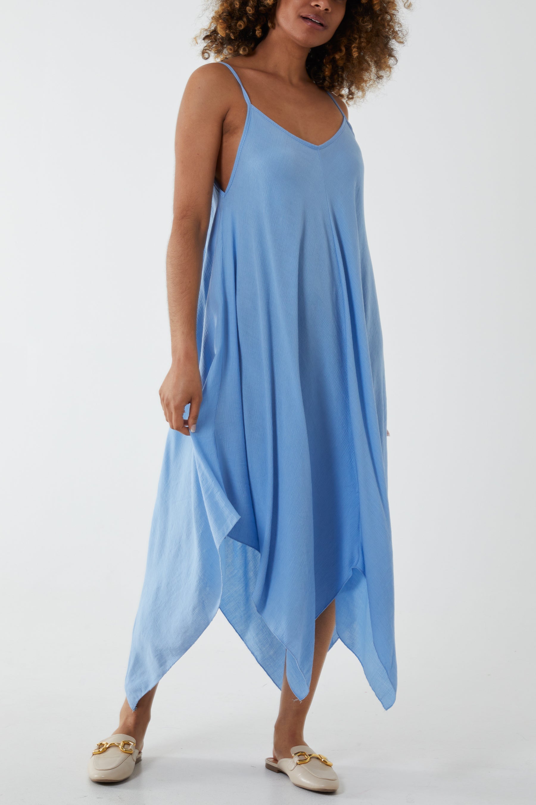 Hanky Hem Cami Dress Dresses WearAll Light Blue One Size