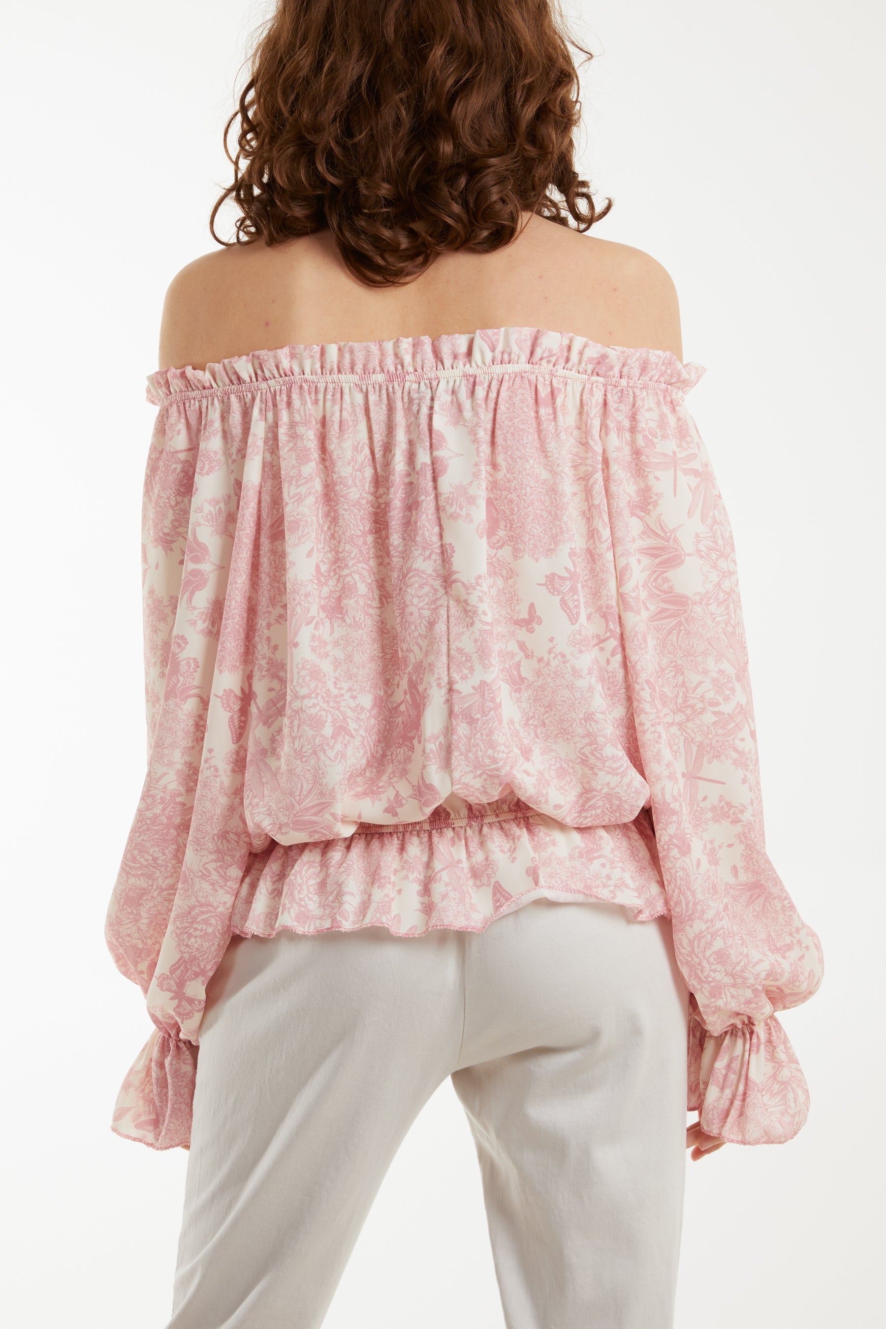 Floral Pattern Bardot Top Tops WearAll