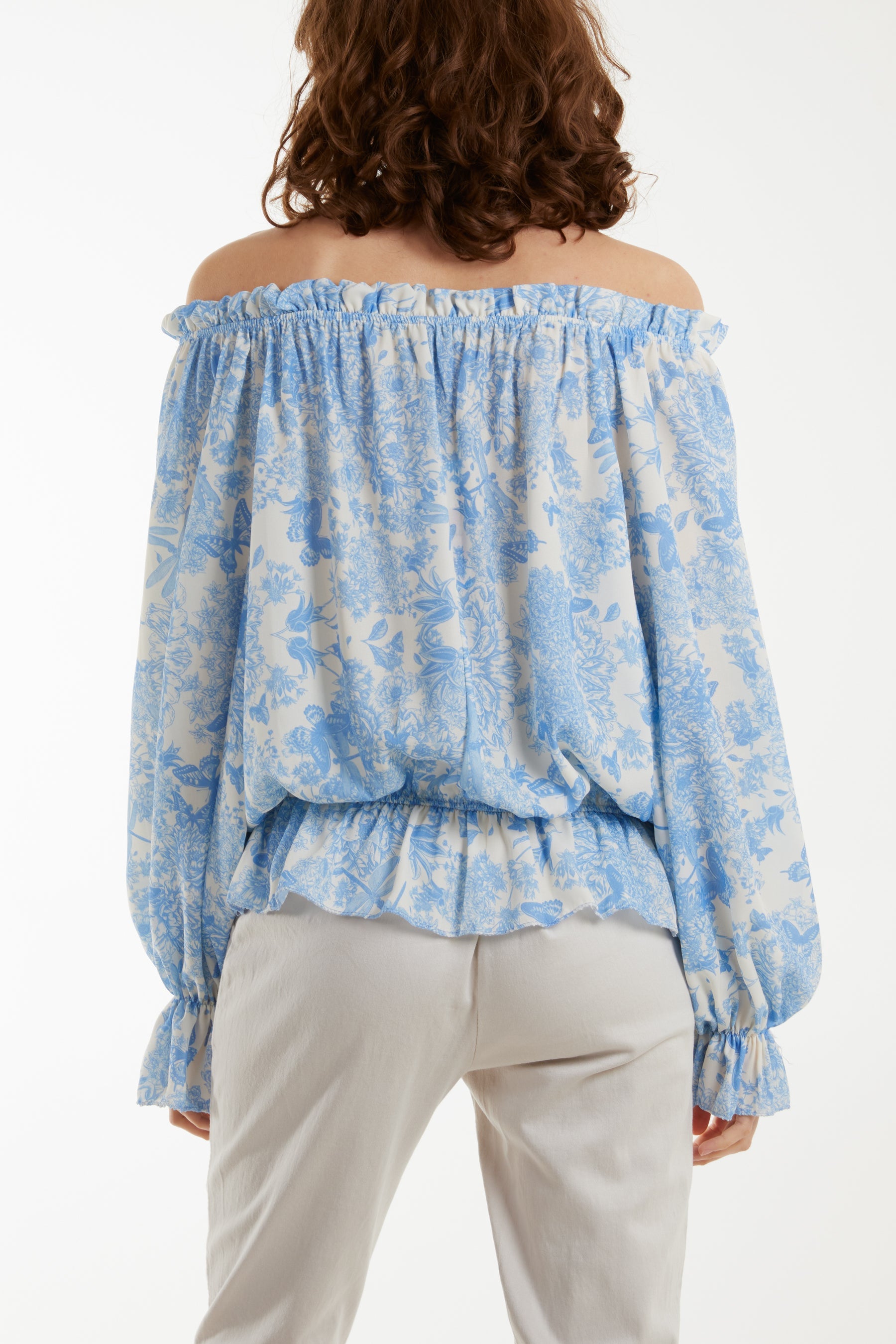 Floral Pattern Bardot Top Tops WearAll