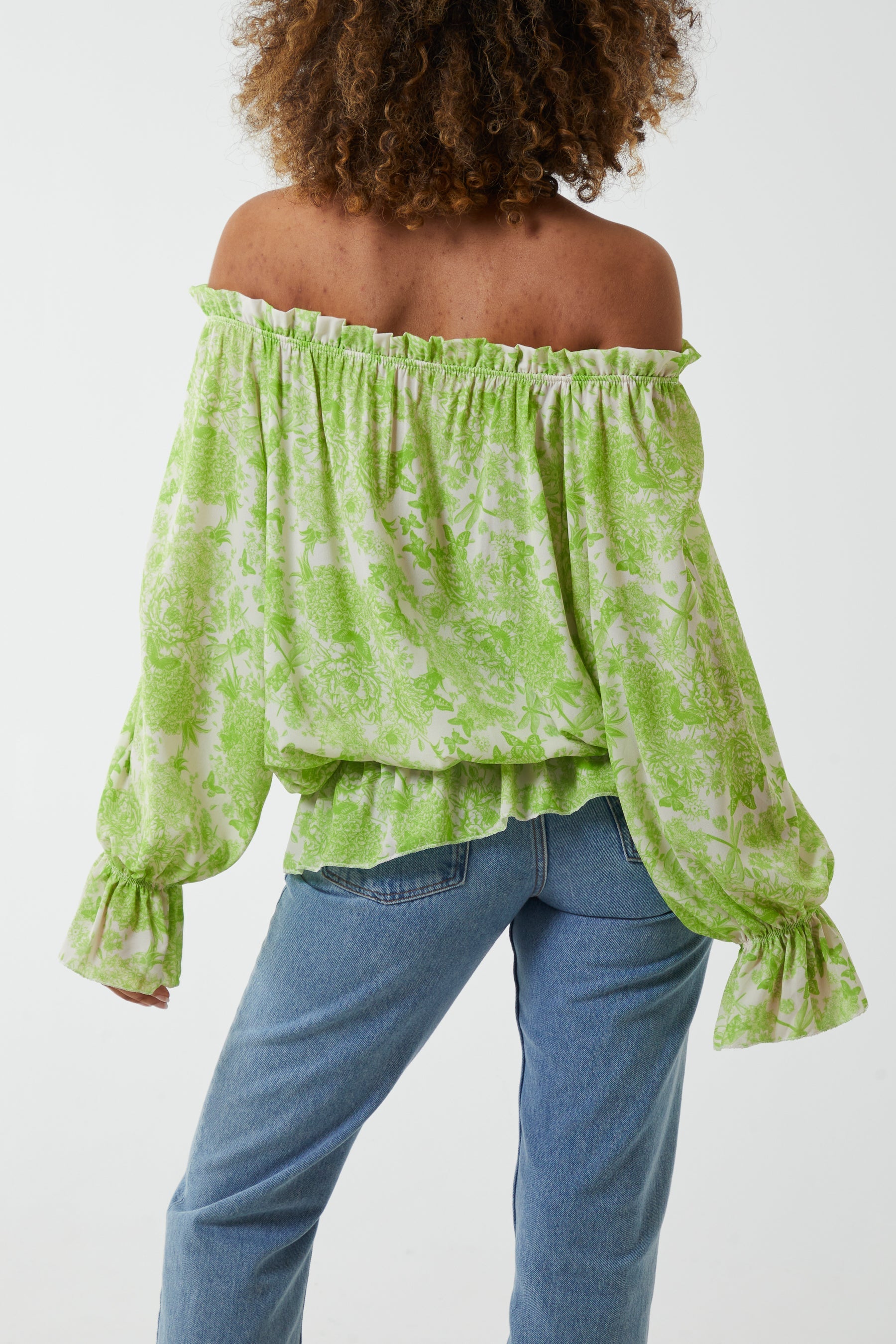 Floral Pattern Bardot Top Tops WearAll