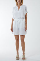 V-Neck Top and Shorts Co-Ord Set Co-Ords WearAll White One Size