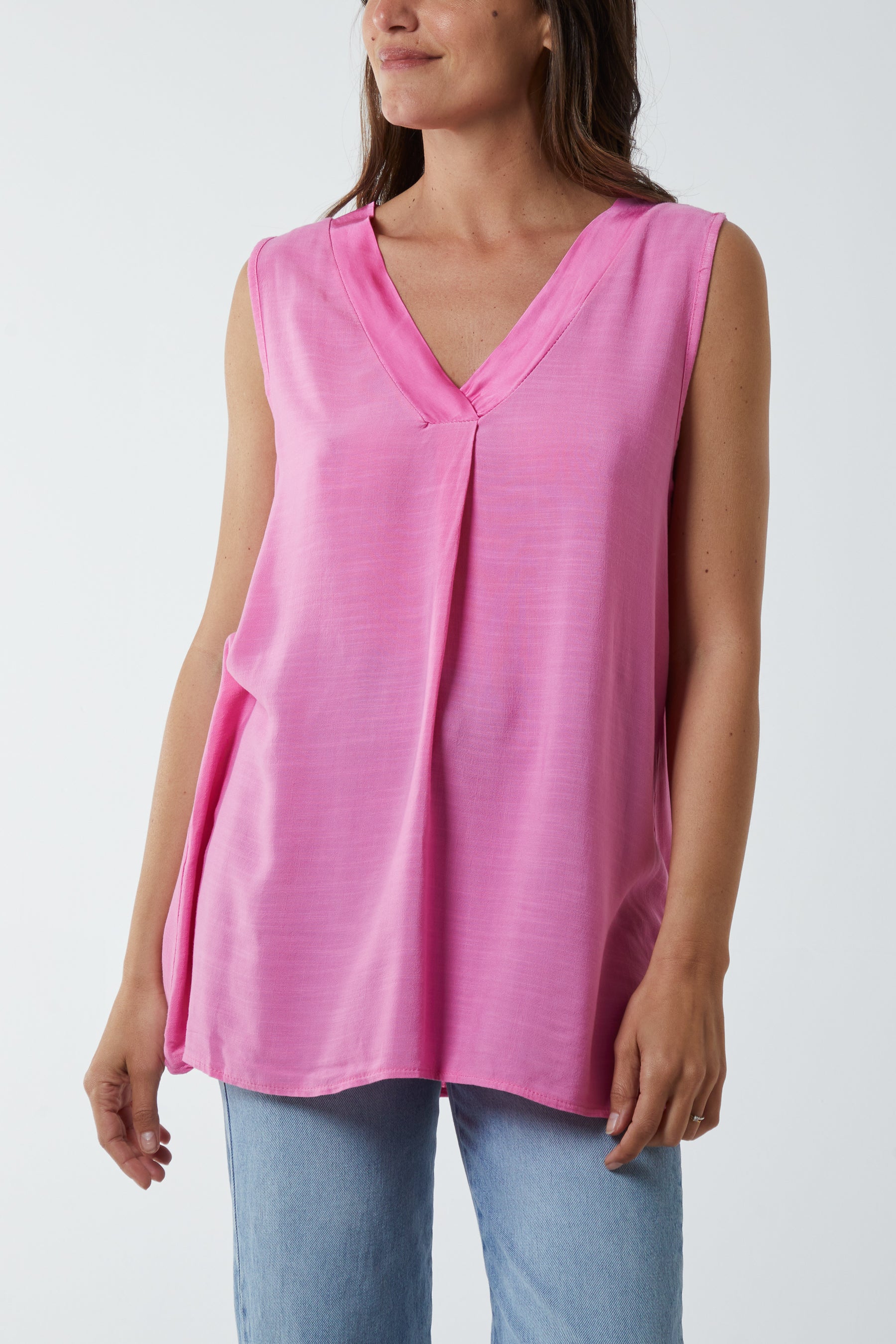 Kiwi Collar Satin Trim Vest TOPMF2 WearAll Bubblegum Pink One Size