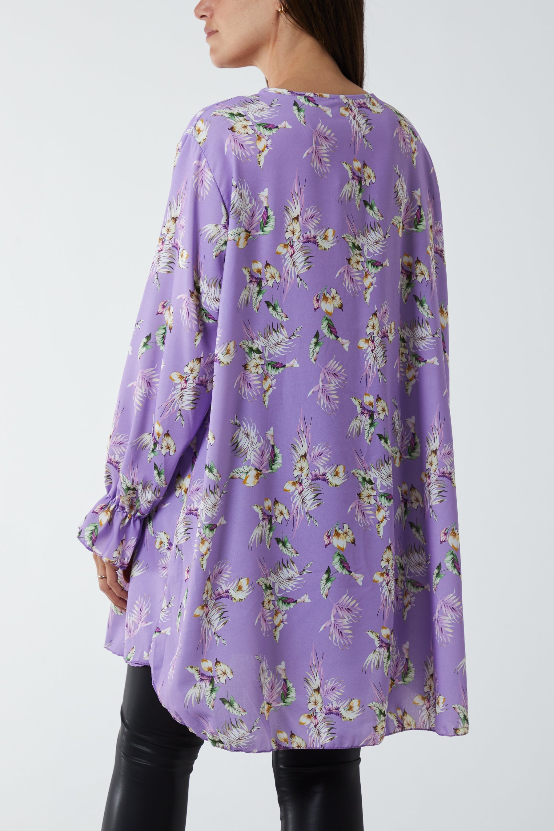 Floral Zip Neck Tunic Dress DMF2 WearAll