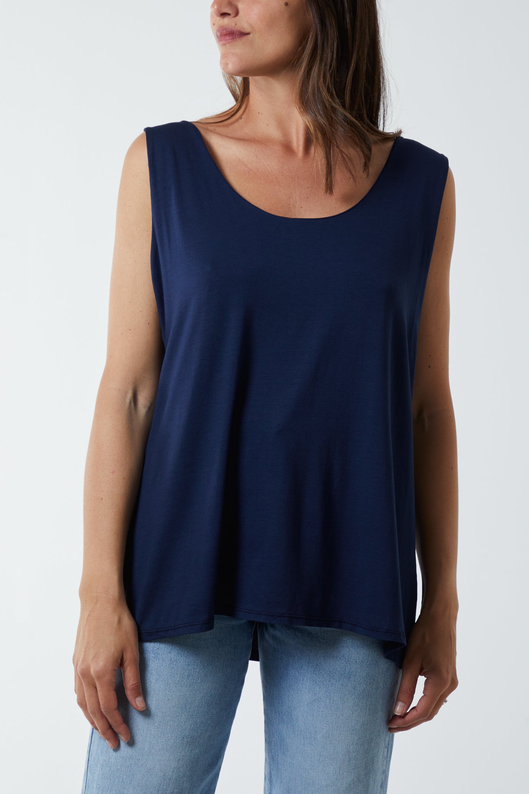 Double Layer Scoop Vest Vests WearAll Navy One Size