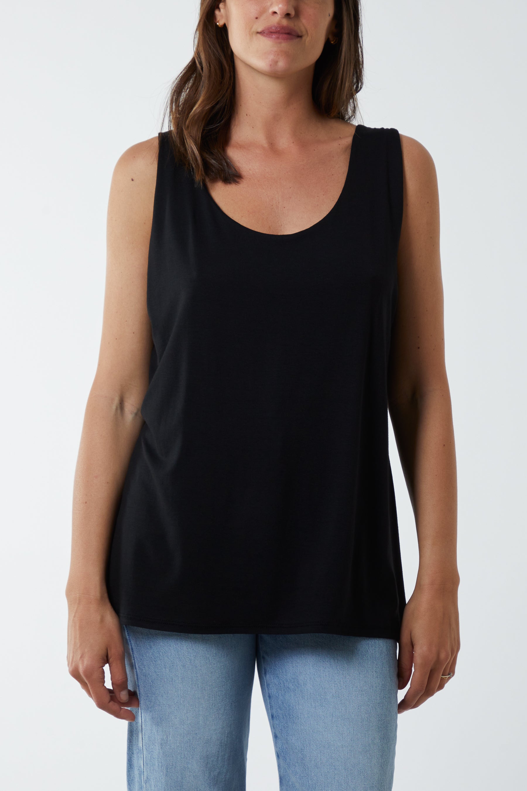 Double Layer Scoop Vest Vests WearAll Black One Size