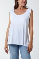 Double Layer Scoop Vest Vests WearAll White One Size