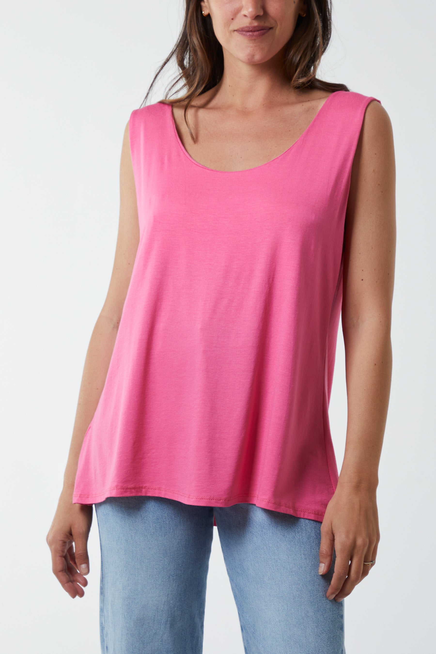 Double Layer Scoop Vest Vests WearAll BubbleGum Pink One Size