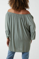 Dobby Fabric Bardot Blouse Blouses WearAll