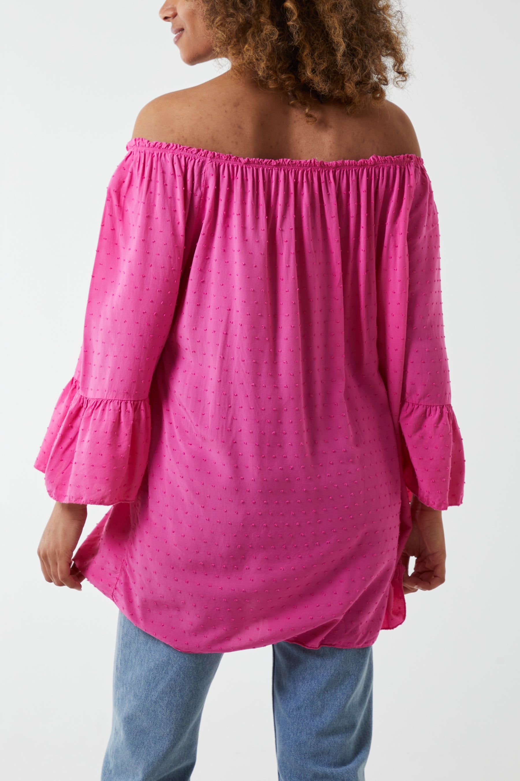 Dobby Fabric Bardot Blouse Blouses WearAll