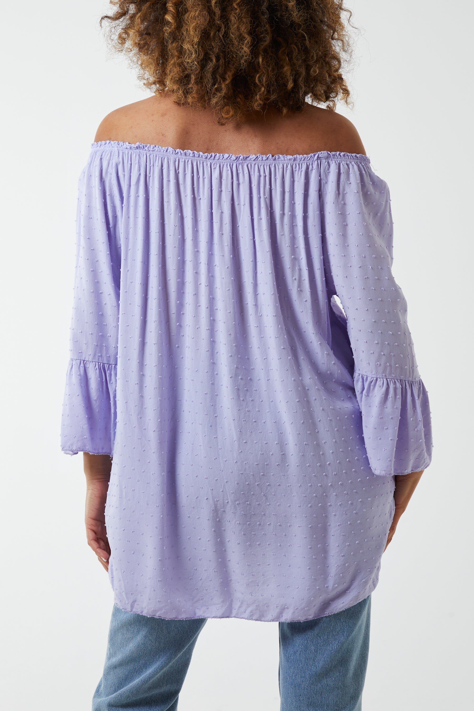 Dobby Fabric Bardot Blouse Blouses WearAll