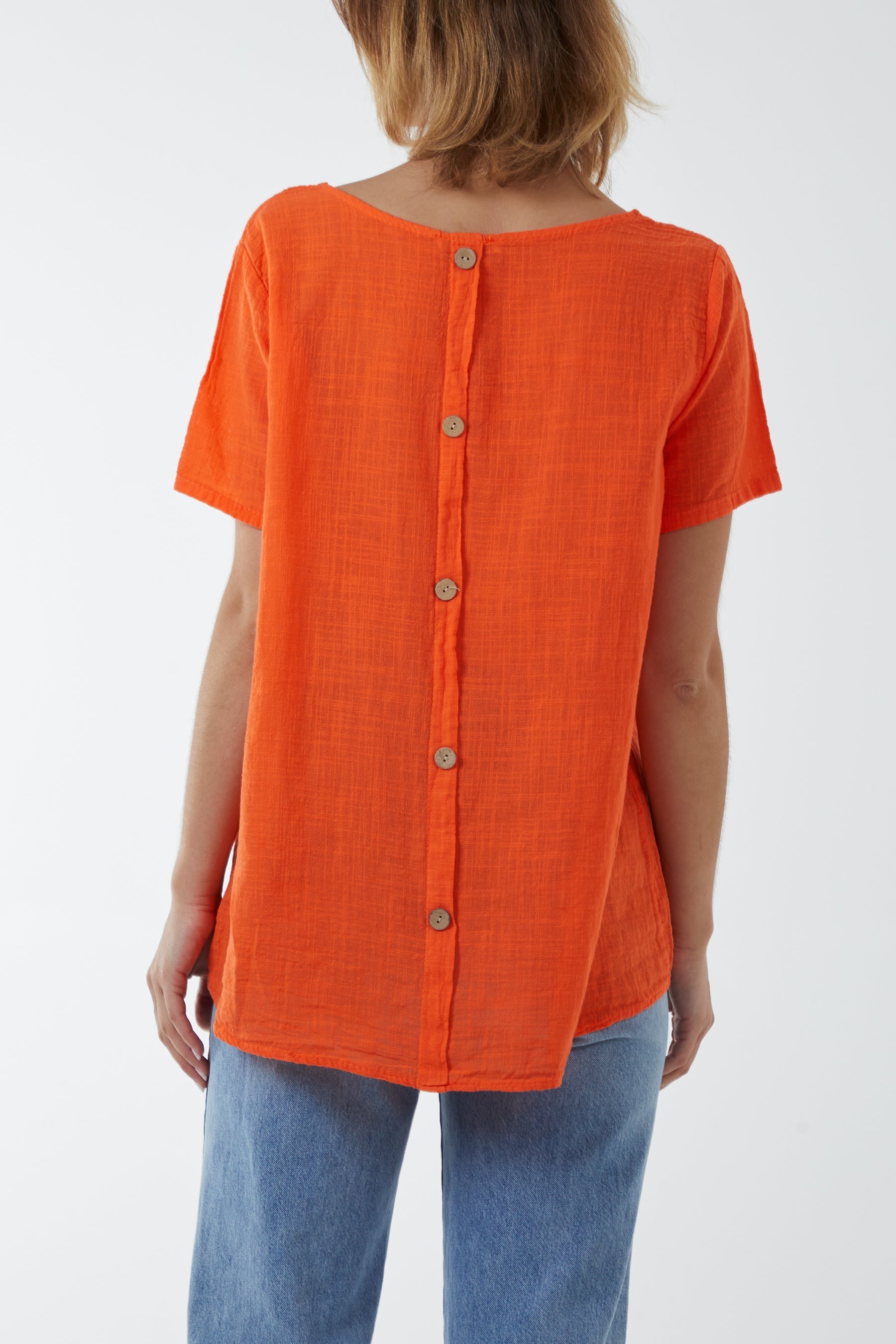 Round Neck Button Back Top Tops WearAll