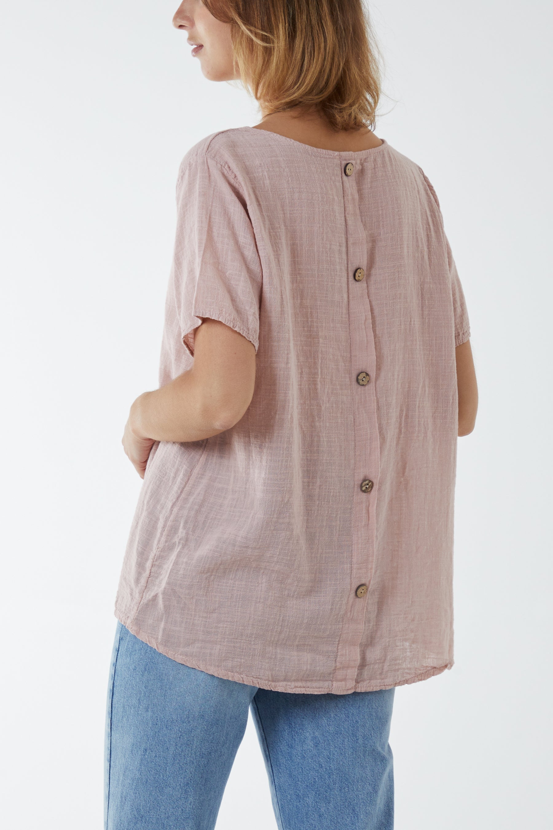 Round Neck Button Back Top Tops WearAll